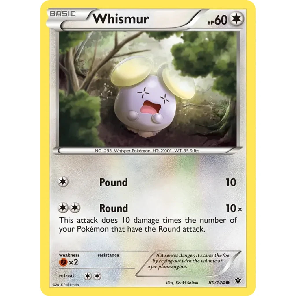 Whismur 80/124 Common Fates Collide Pokemon Lightly Played (LP) przód