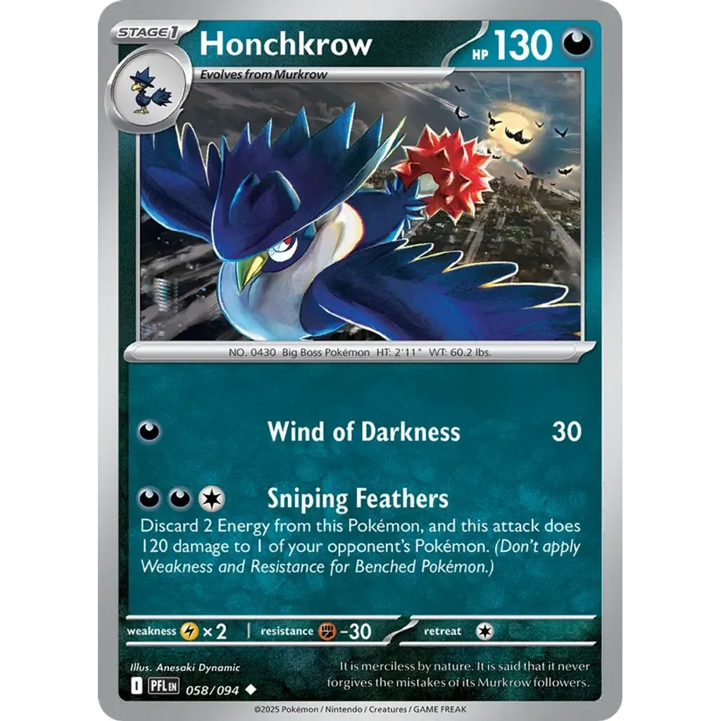 Honchkrow 058/094 Uncommon Phantasmal Flames Pokemon Near Mint (NM) przód