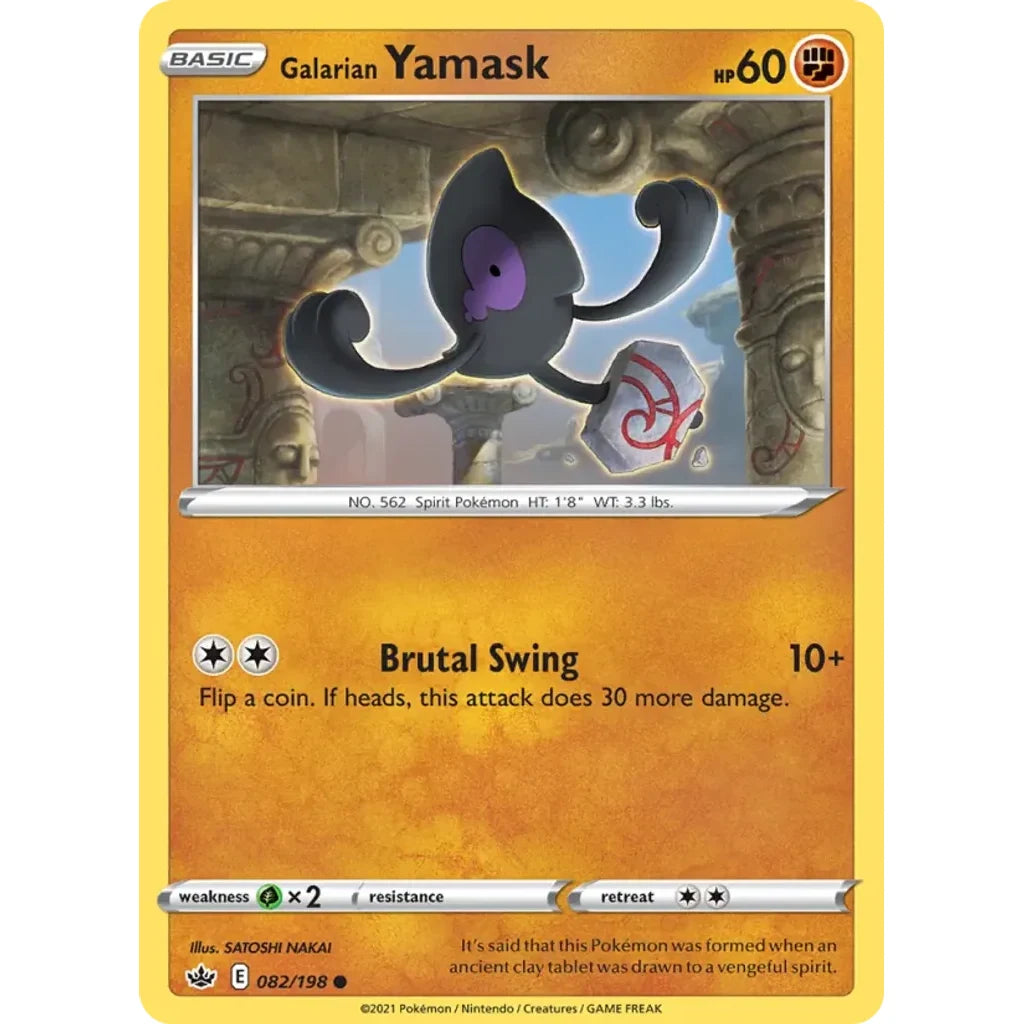Galarian Yamask 082/198 Common Chilling Reign Pokemon Near Mint (NM) przód