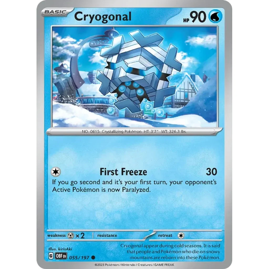 Cryogonal 055/197 Common Obsidian Flames Pokemon Reverse Holo Near Mint (NM) przód