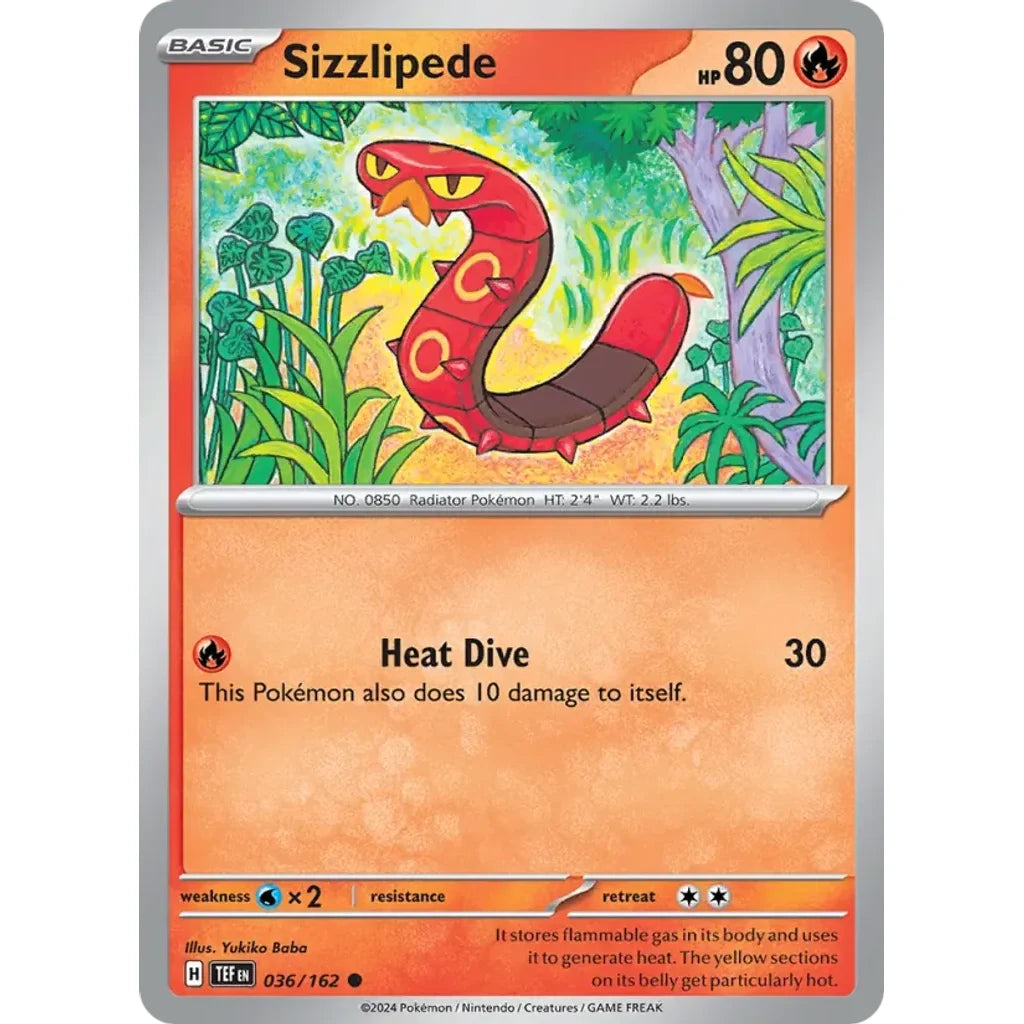 Sizzlipede 036/162 Common Temporal Forces Pokemon Near Mint (NM) przód