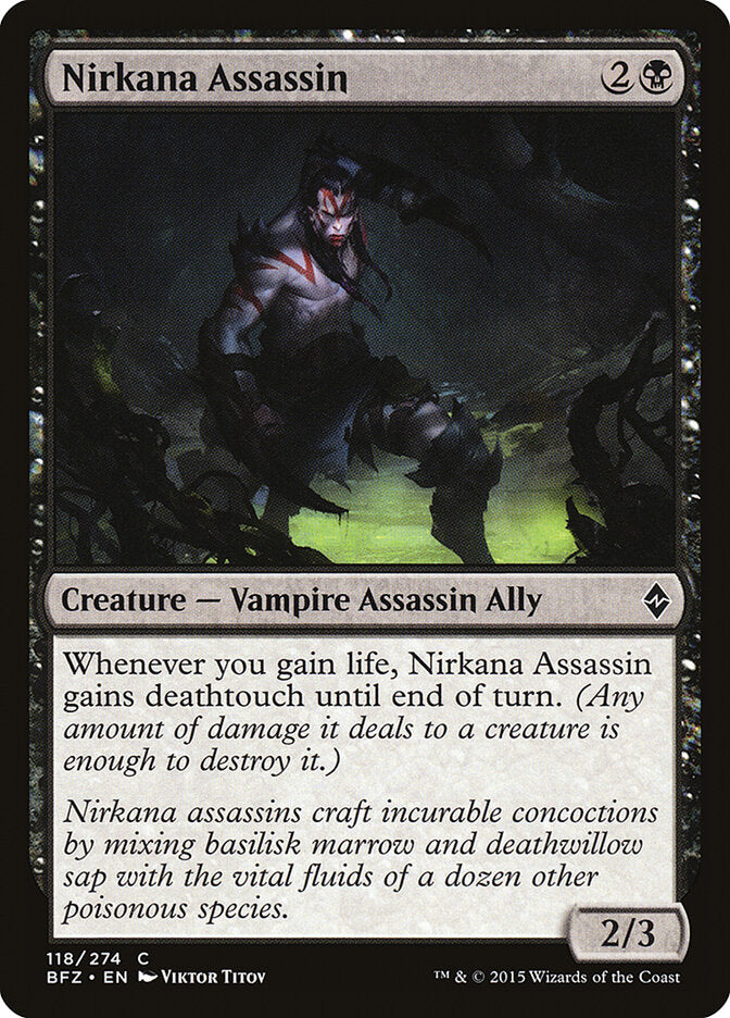 Nirkana Assassin 118 Common Battle for Zendikar Magic: The Gathering Near Mint (NM) przód
