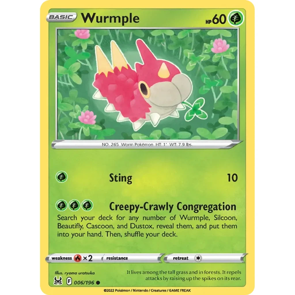 Wurmple 006/196 Common Lost Origin Pokemon Near Mint (NM) przód