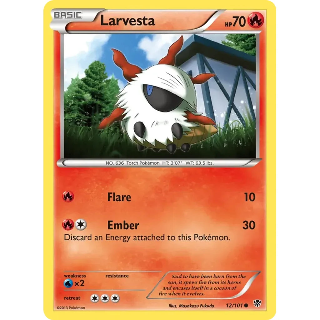 Larvesta 12/101 Common Plasma Blast Pokemon Lightly Played (LP) przód
