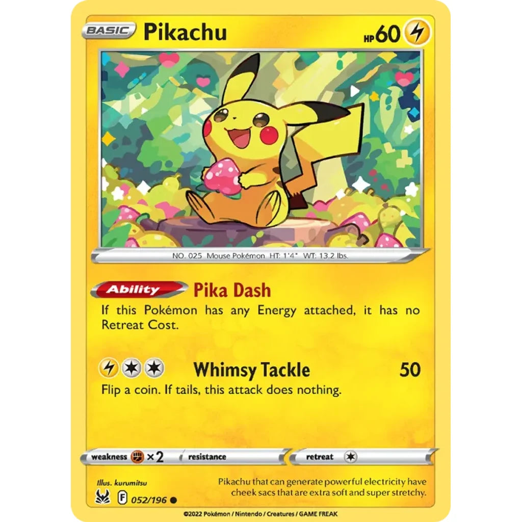 Pikachu 052/196 Common Lost Origin Pokemon Near Mint (NM) przód