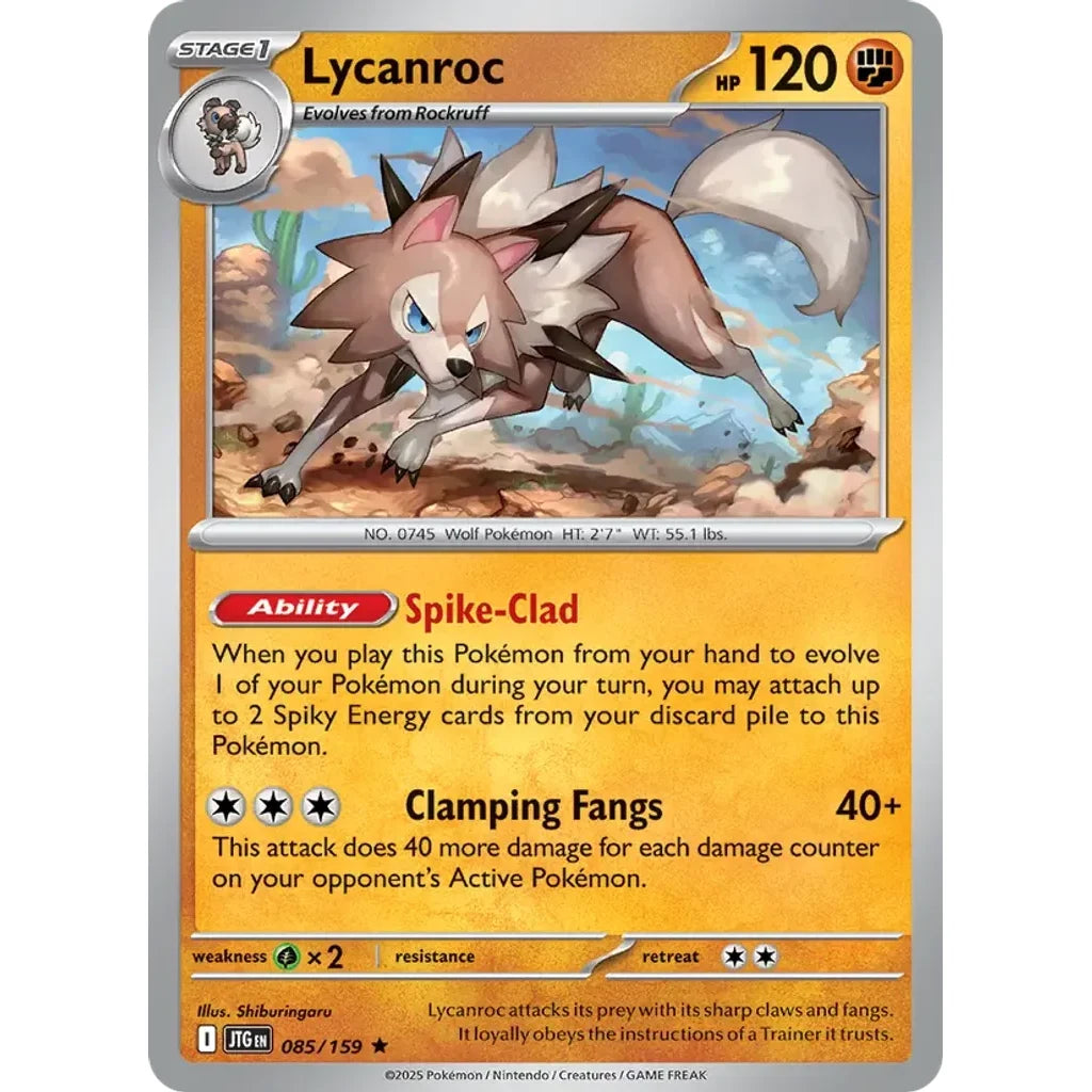 Lycanroc 085/159 Rare Journey Together Pokemon Holo Near Mint (NM) przód