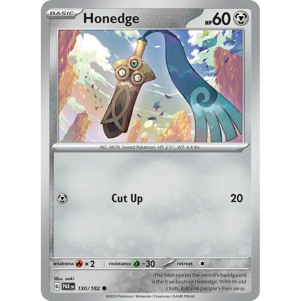 Honedge 130/182 Common Paradox Rift Pokemon Lightly Played (LP) przód