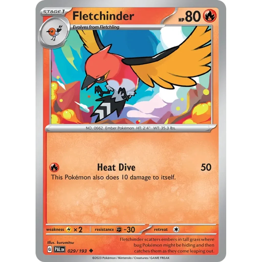 Fletchinder 029/193 Uncommon Paldea Evolved Pokemon Near Mint (NM) przód