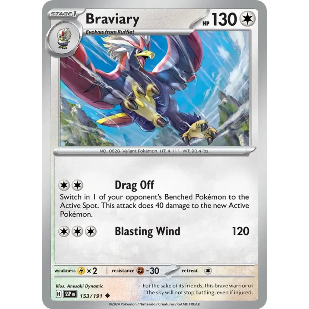 Braviary 153/191 Uncommon Surging Sparks Pokemon Lightly Played (LP) przód