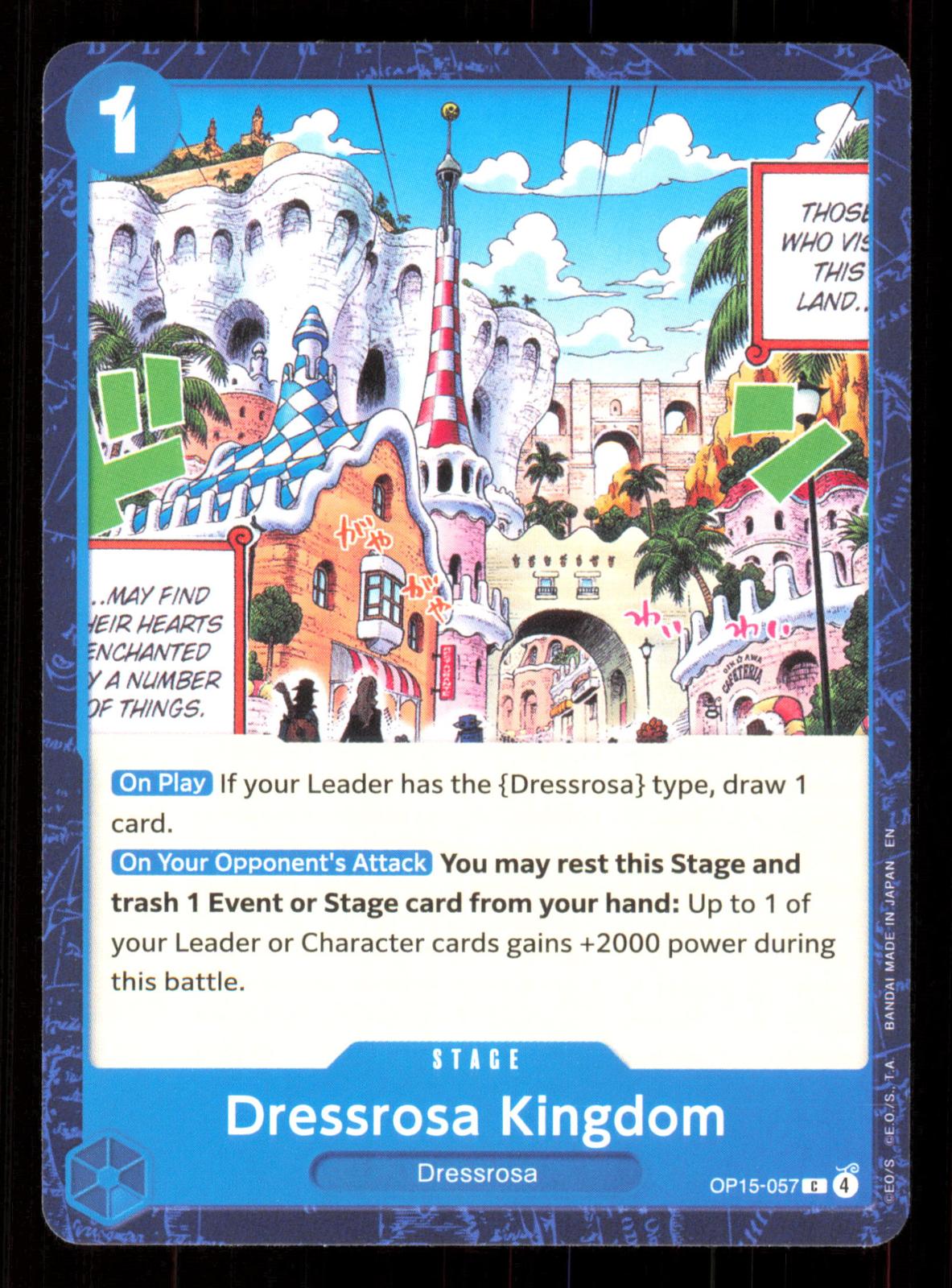 Dressrosa Kingdom OP15-057 Common Adventure on Kami's Island One Piece Near Mint (NM) przód