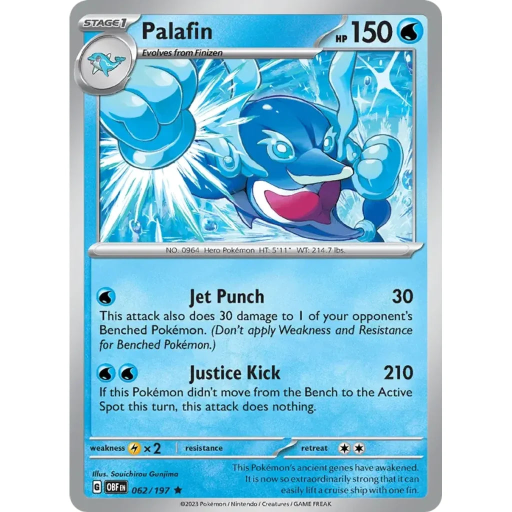 Palafin 062/197 Rare Obsidian Flames Pokemon Holo Near Mint (NM) przód