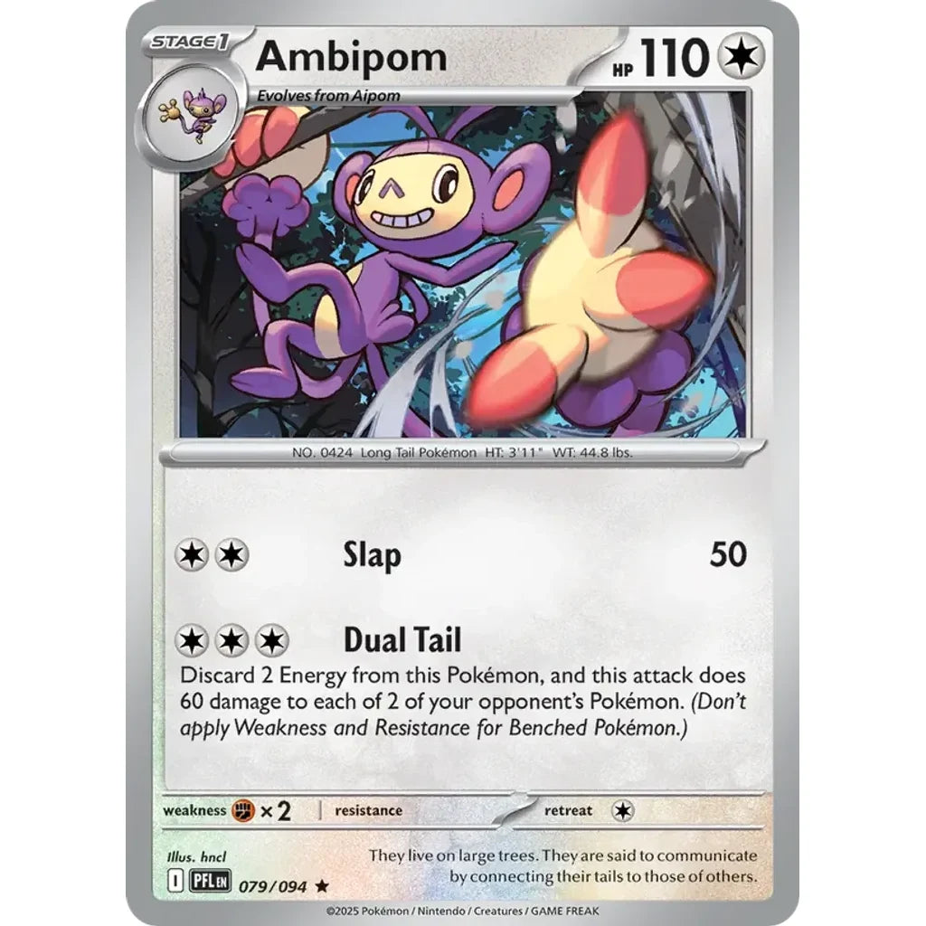 Ambipom 079/094 Rare Phantasmal Flames Pokemon Reverse Holo Near Mint (NM) przód
