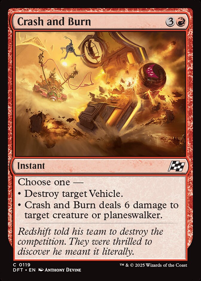 Crash and Burn 119 Common Aetherdrift Magic: The Gathering Near Mint (NM) przód
