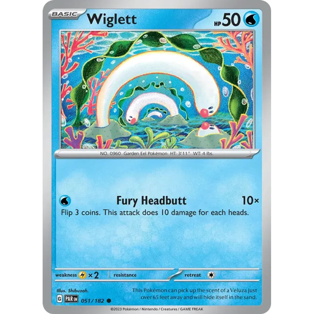 Wiglett 051/182 Common Paradox Rift Pokemon Near Mint (NM) przód