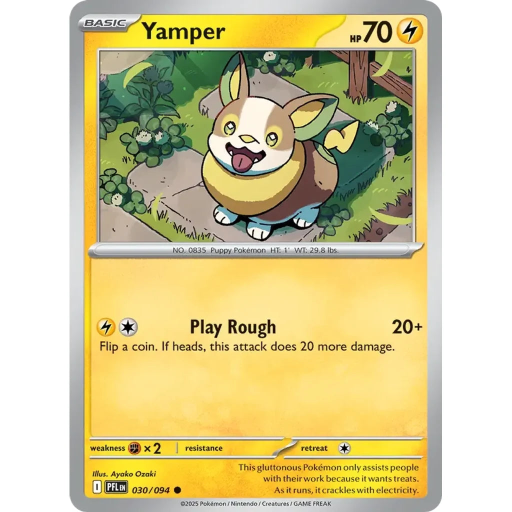 Yamper 030/094 Common Phantasmal Flames Pokemon Near Mint (NM) przód