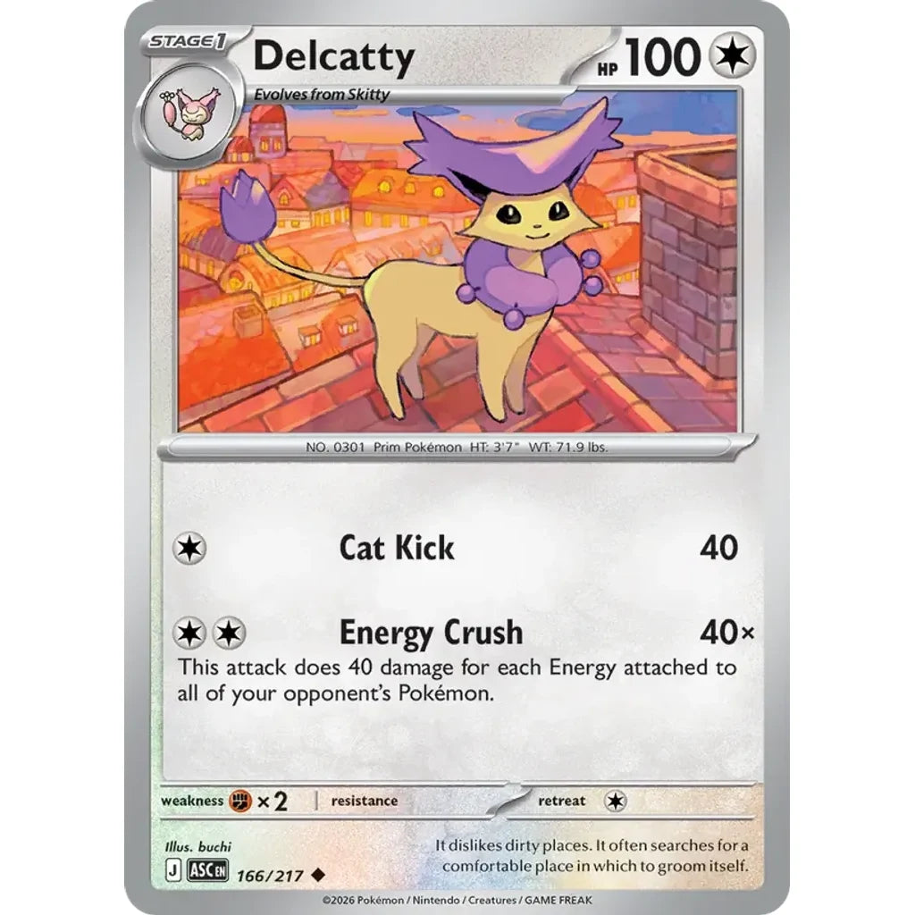 Delcatty 166/217 Uncommon ME: Ascended Heroes Pokemon Lightly Played (LP) przód