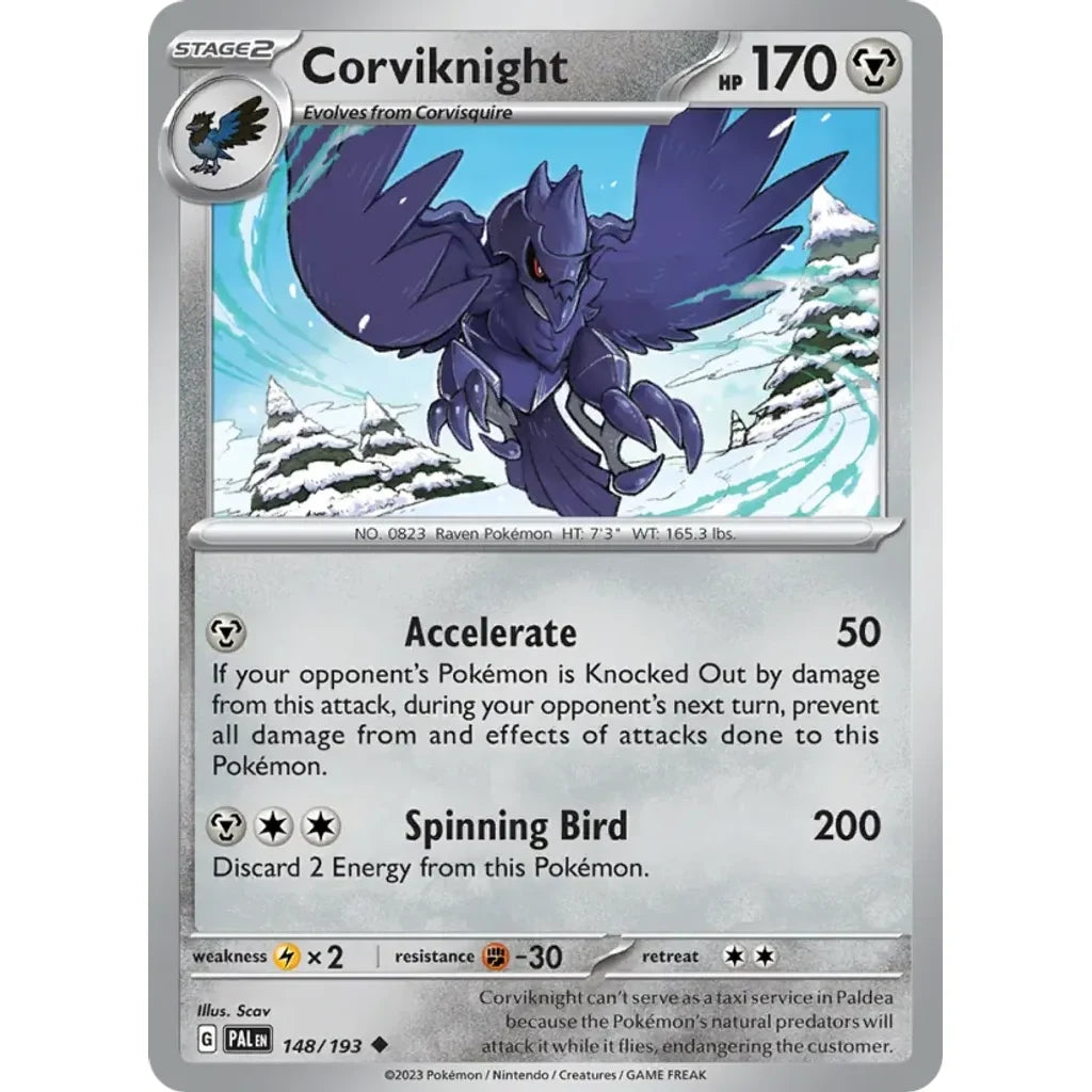 Corviknight 148/193 Uncommon Paldea Evolved Pokemon Near Mint (NM) przód