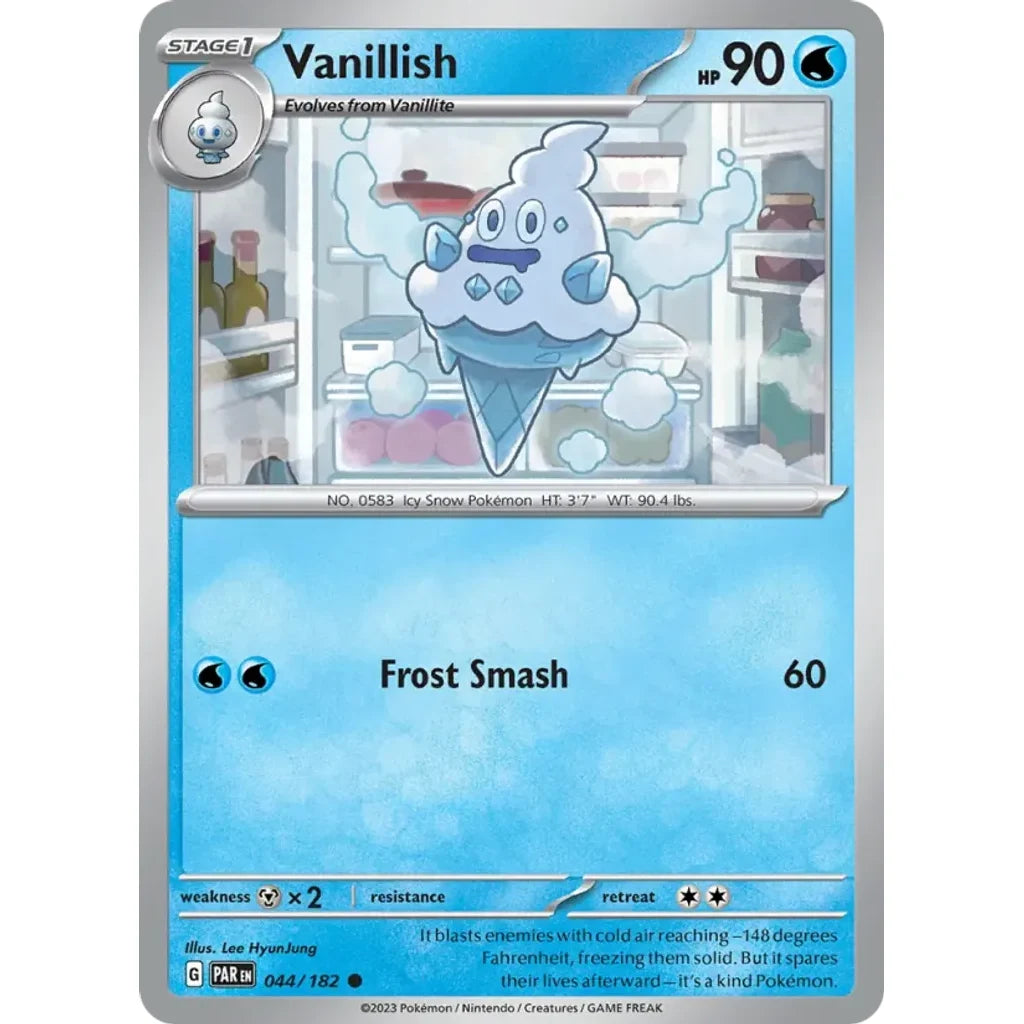 Vanillish 044/182 Common Paradox Rift Pokemon Near Mint (NM) przód