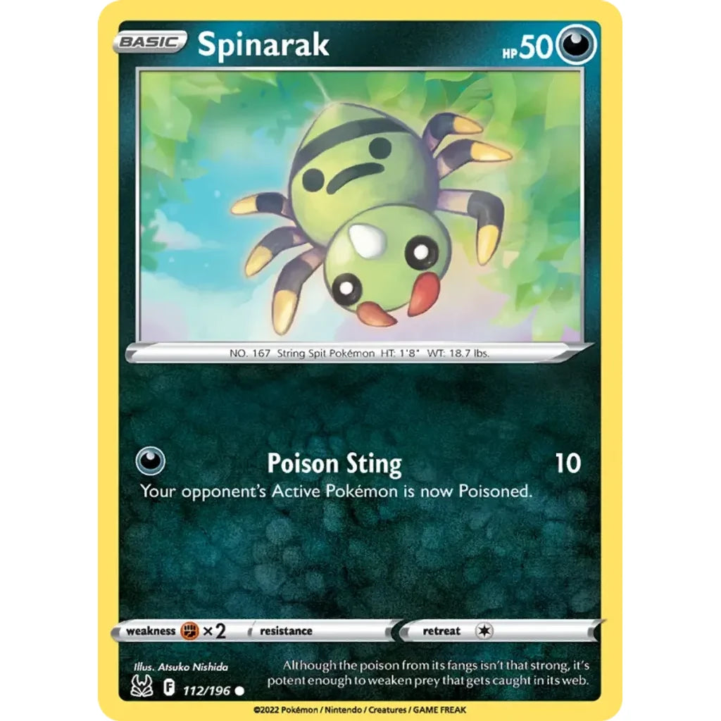 Spinarak 112/196 Common Lost Origin Pokemon Near Mint (NM) przód