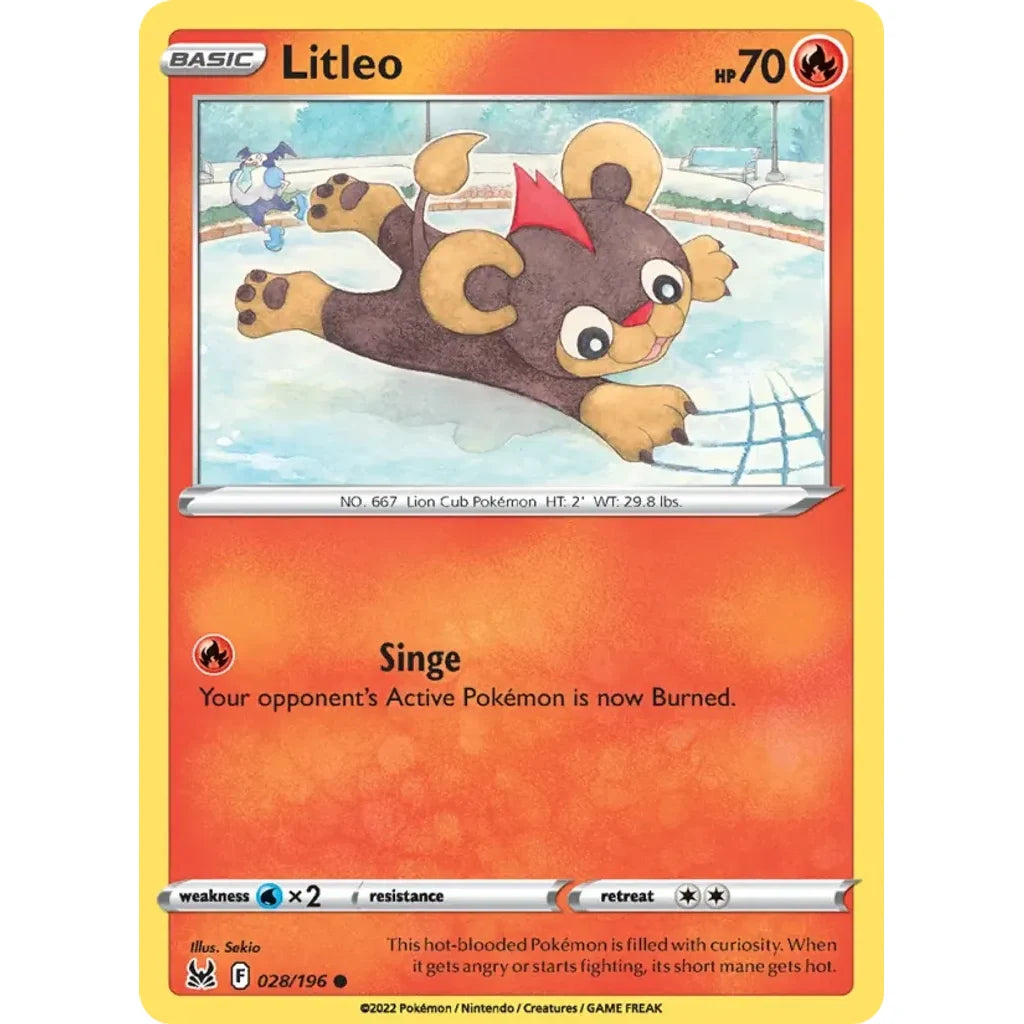 Litleo 028/196 Common Lost Origin Pokemon Near Mint (NM) przód