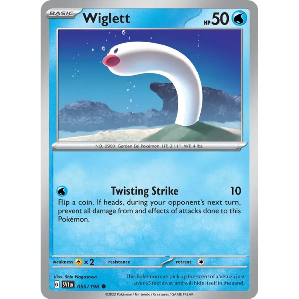 Wiglett 055/198 Common Scarlet &amp; Violet Pokemon Lightly Played (LP) przód