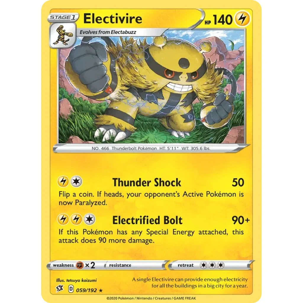 Electivire 059/192 Rare Rebel Clash Pokemon Lightly Played (LP) przód