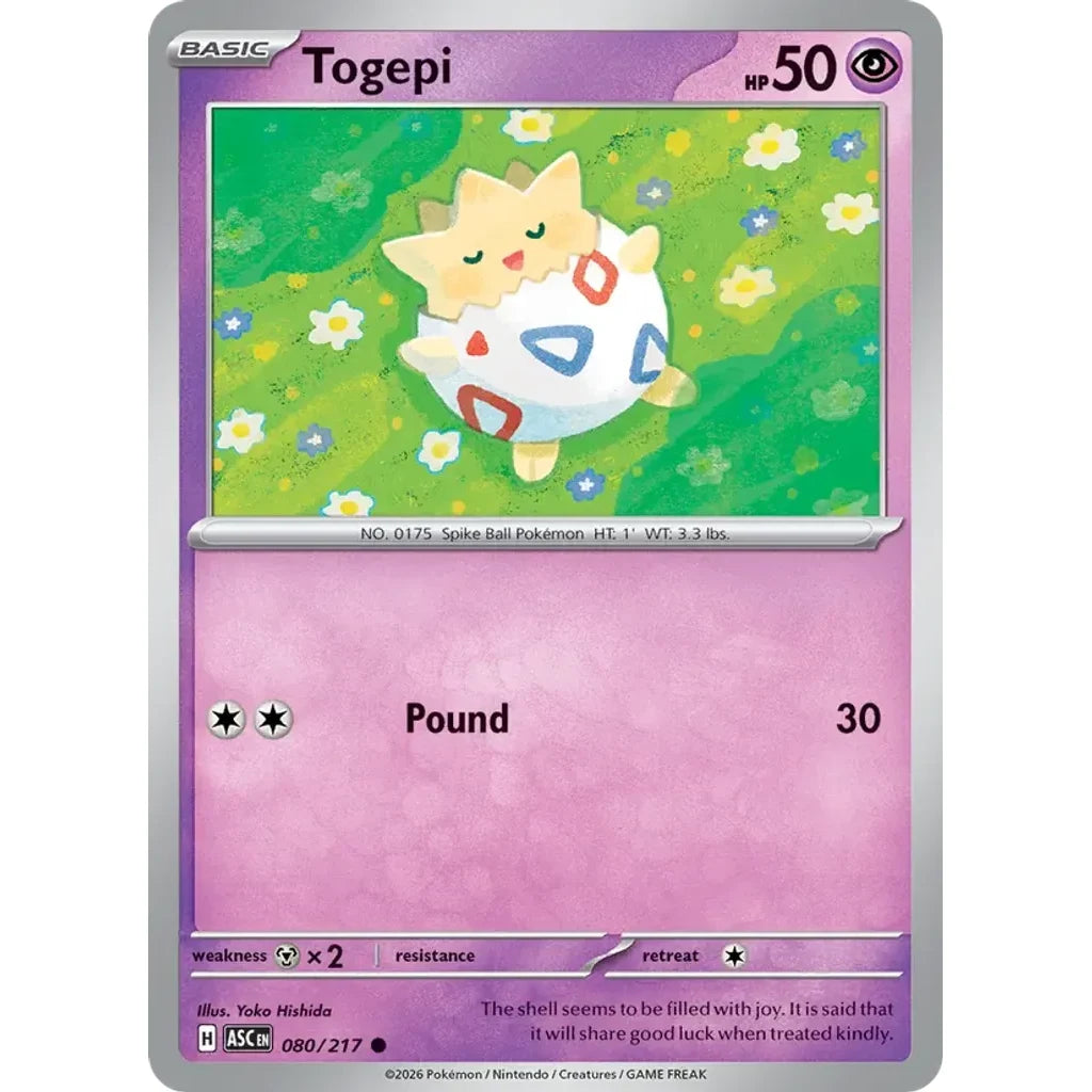 Togepi 080/217 Common ME: Ascended Heroes Pokemon Near Mint (NM) przód