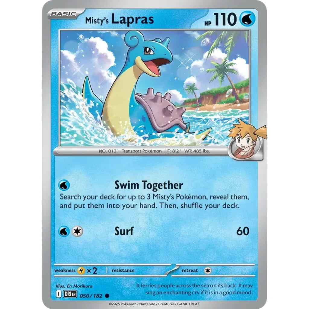 Misty's Lapras 050/182 Common Destined Rivals Pokemon Reverse Holo Near Mint (NM) przód