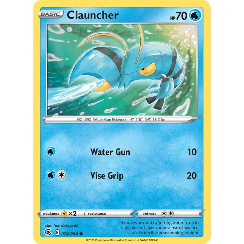 Clauncher 074/264 Common Fusion Strike Pokemon Lightly Played (LP) przód