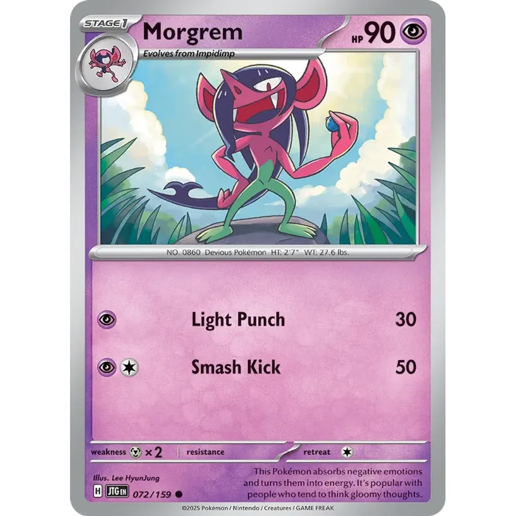Morgrem 072/159 Common Journey Together Pokemon Reverse Holo Near Mint (NM) przód