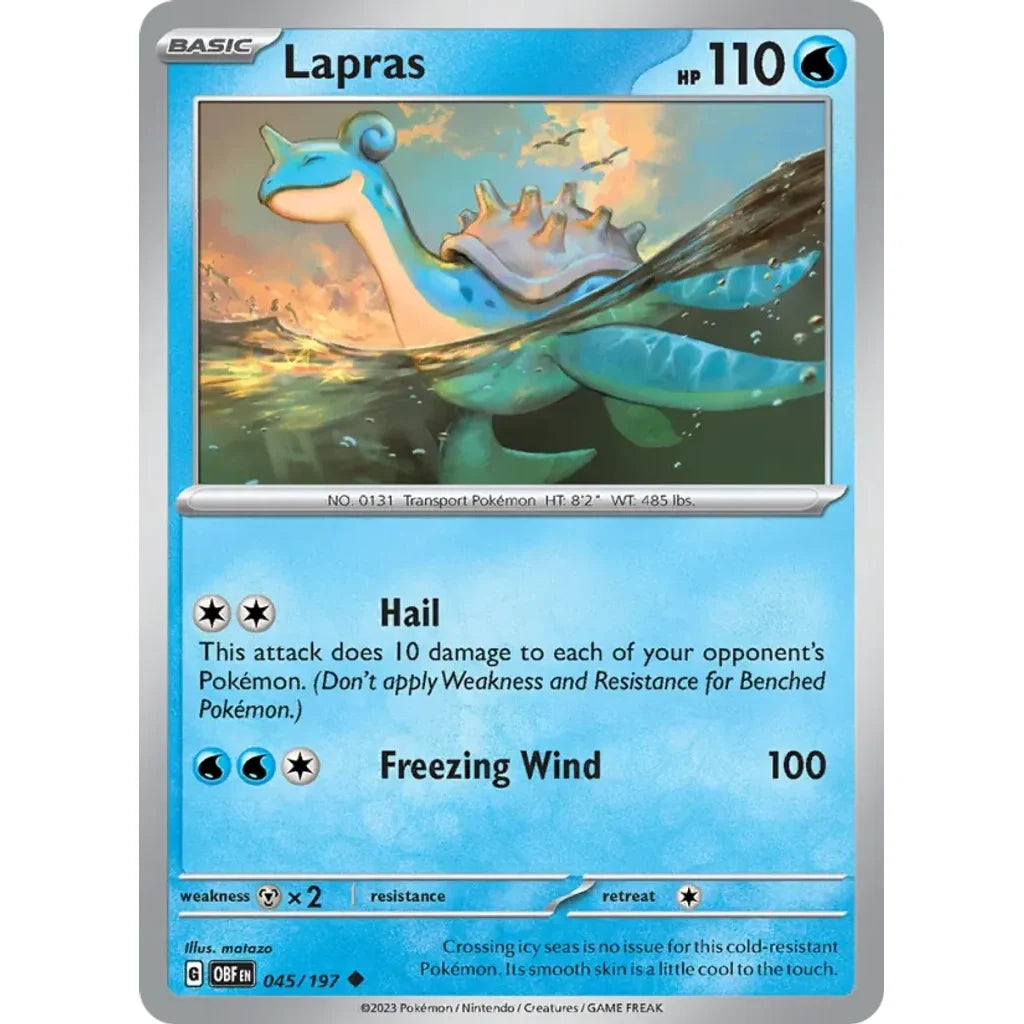 Lapras 045/197 Uncommon Obsidian Flames Pokemon Near Mint (NM) przód