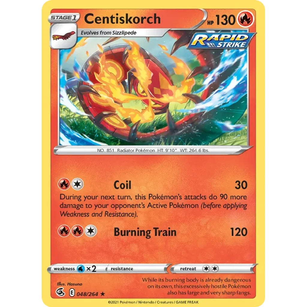 Centiskorch 048/264 Rare Fusion Strike Pokemon Lightly Played (LP) przód