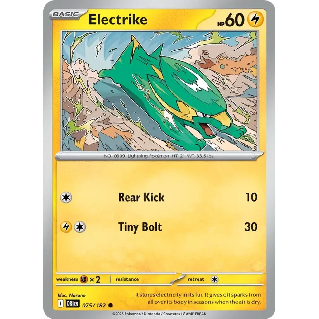 Electrike 075/182 Common Destined Rivals Pokemon Reverse Holo Near Mint (NM) przód