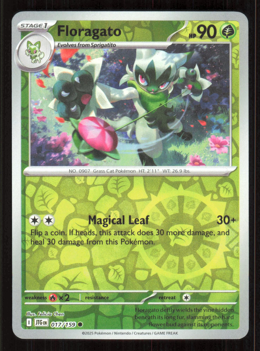 Floragato 017/159 Common Journey Together Pokemon Reverse Holo Near Mint (NM) przód