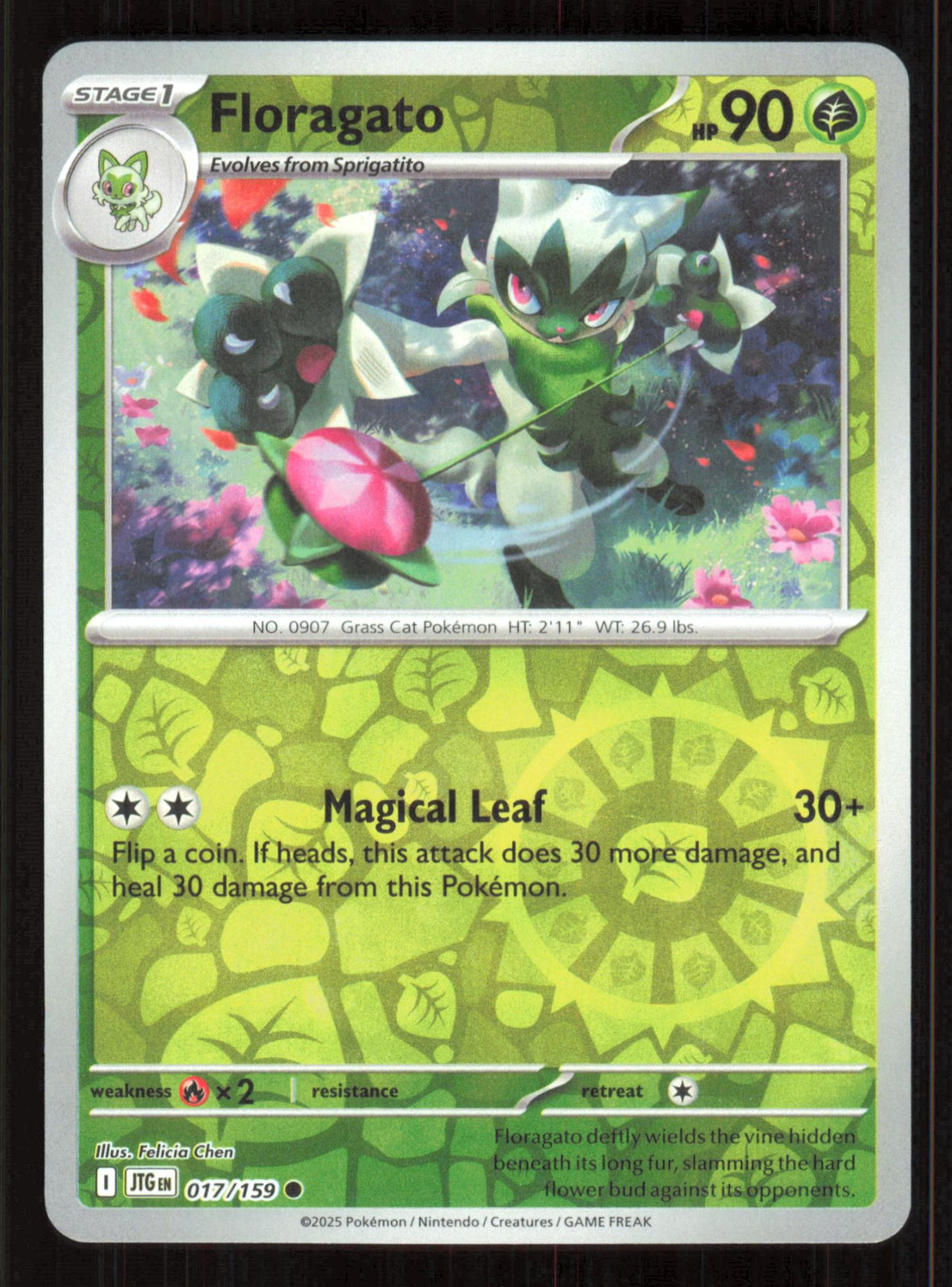 Floragato 017/159 Common Journey Together Pokemon Reverse Holo Near Mint (NM) przód