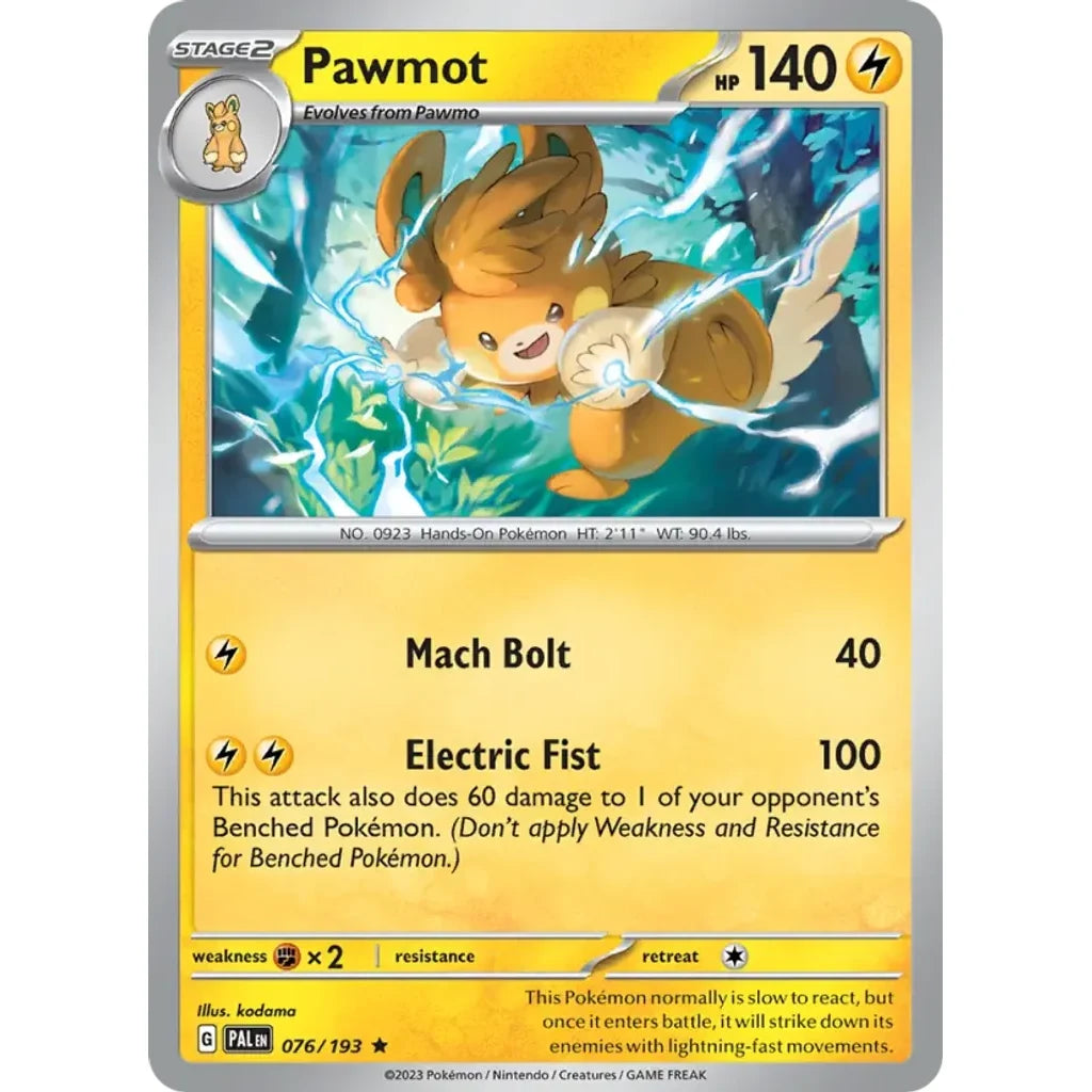 Pawmot 076/193 Rare Paldea Evolved Pokemon Holo Near Mint (NM) przód