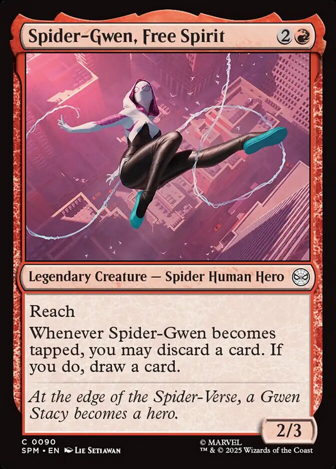 Spider-Gwen, Free Spirit 90 Common Marvel's Spider-Man Magic: The Gathering Near Mint (NM) przód