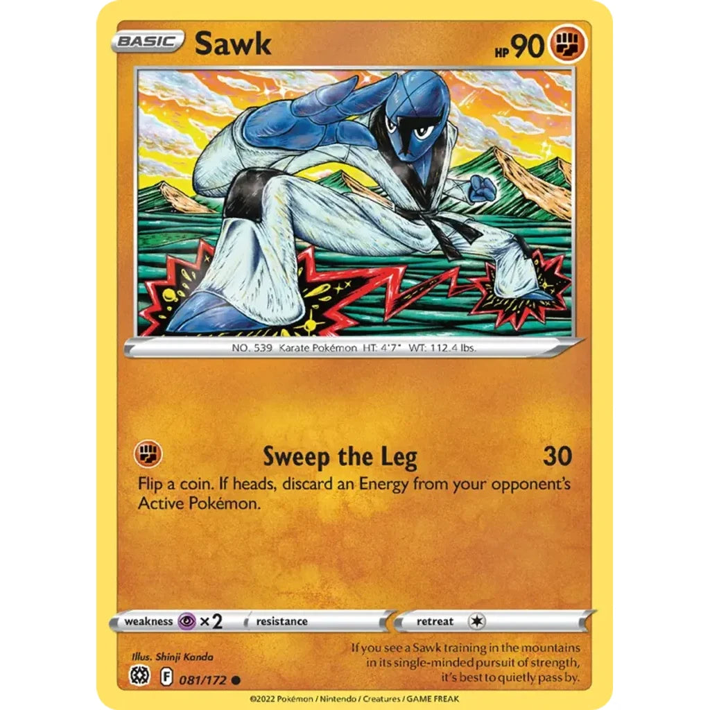Sawk 081/172 Common Brilliant Stars Pokemon Lightly Played (LP) przód