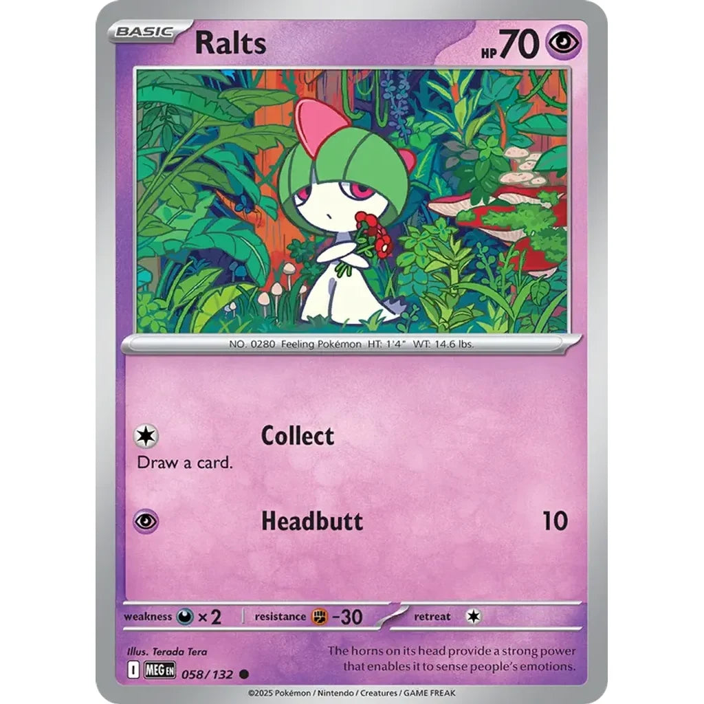Ralts 058/132 Common Mega Evolution Pokemon Reverse Holo Near Mint (NM) przód