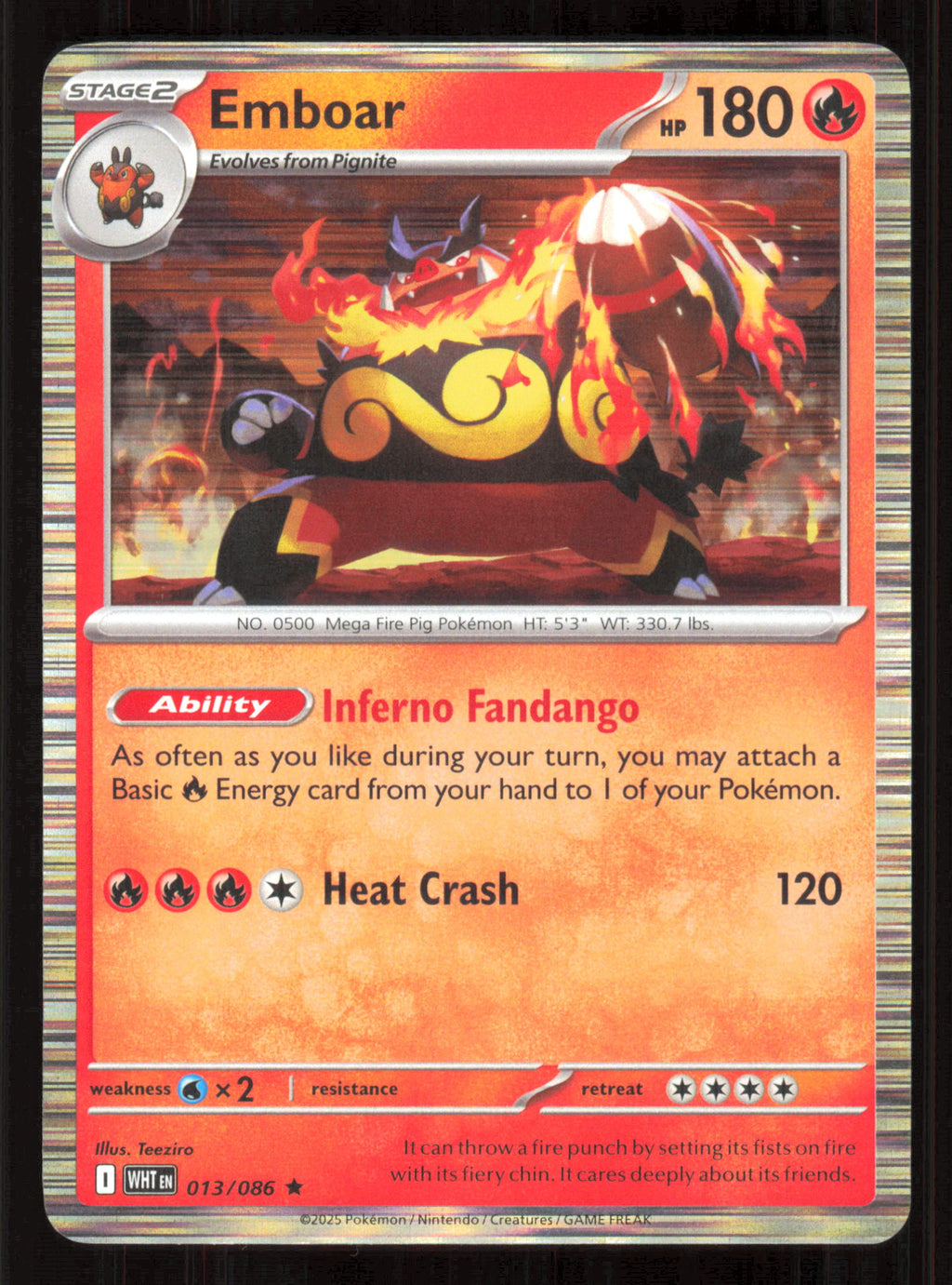 Emboar Rare SV: White Flare 013/086 Near Mint (NM) przód