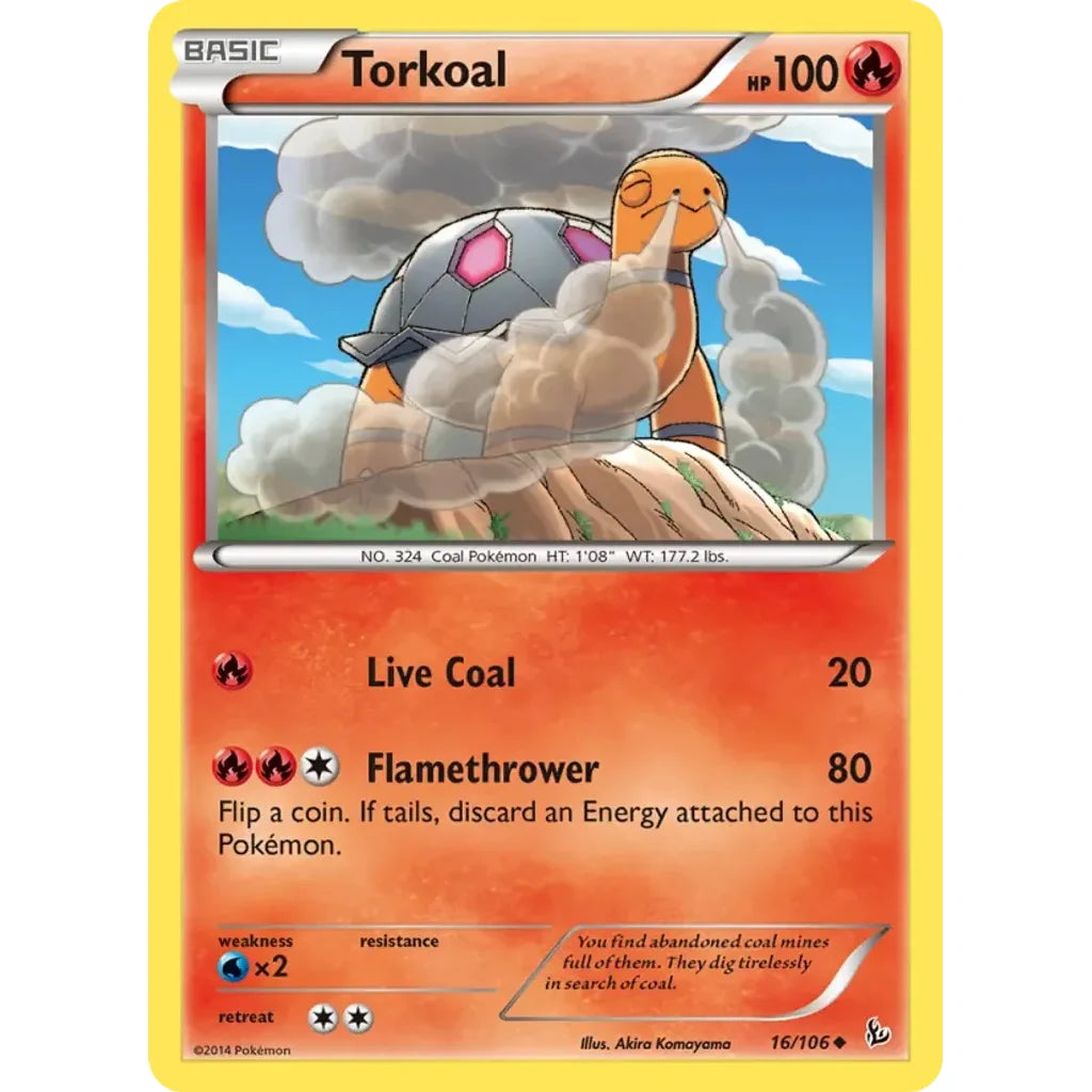 Torkoal 16/106 Uncommon Flashfire Pokemon Lightly Played (LP) przód