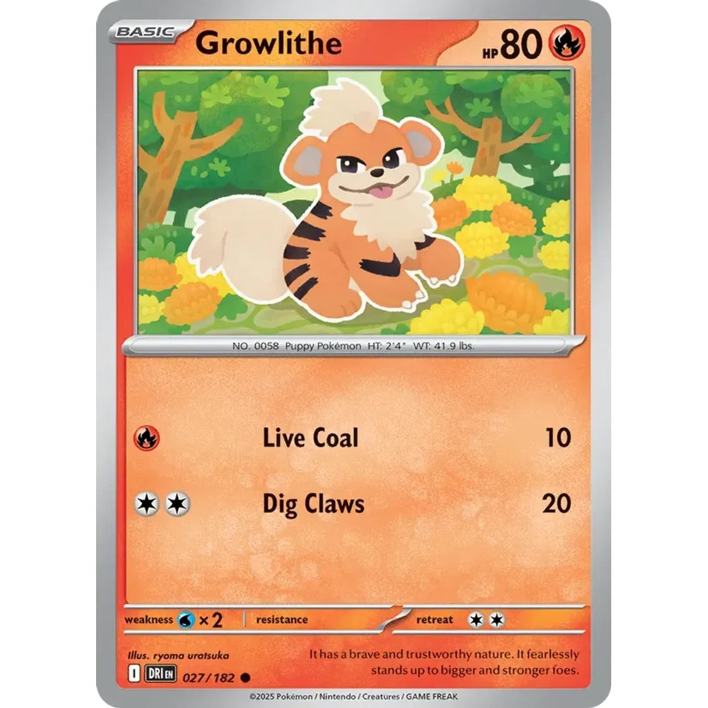 Growlithe 027/182 Common Destined Rivals Pokemon Lightly Played (LP) przód