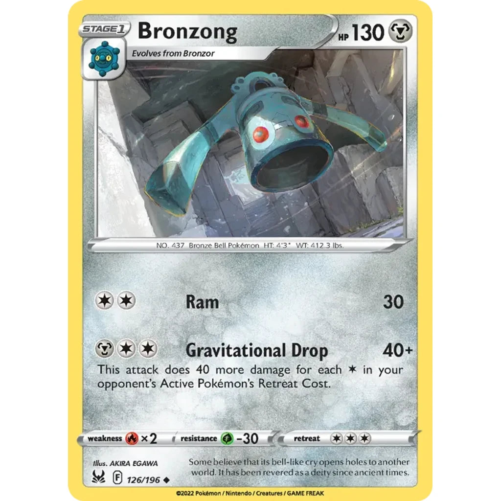 Bronzong 126/196 Uncommon Lost Origin Pokemon Near Mint (NM) przód