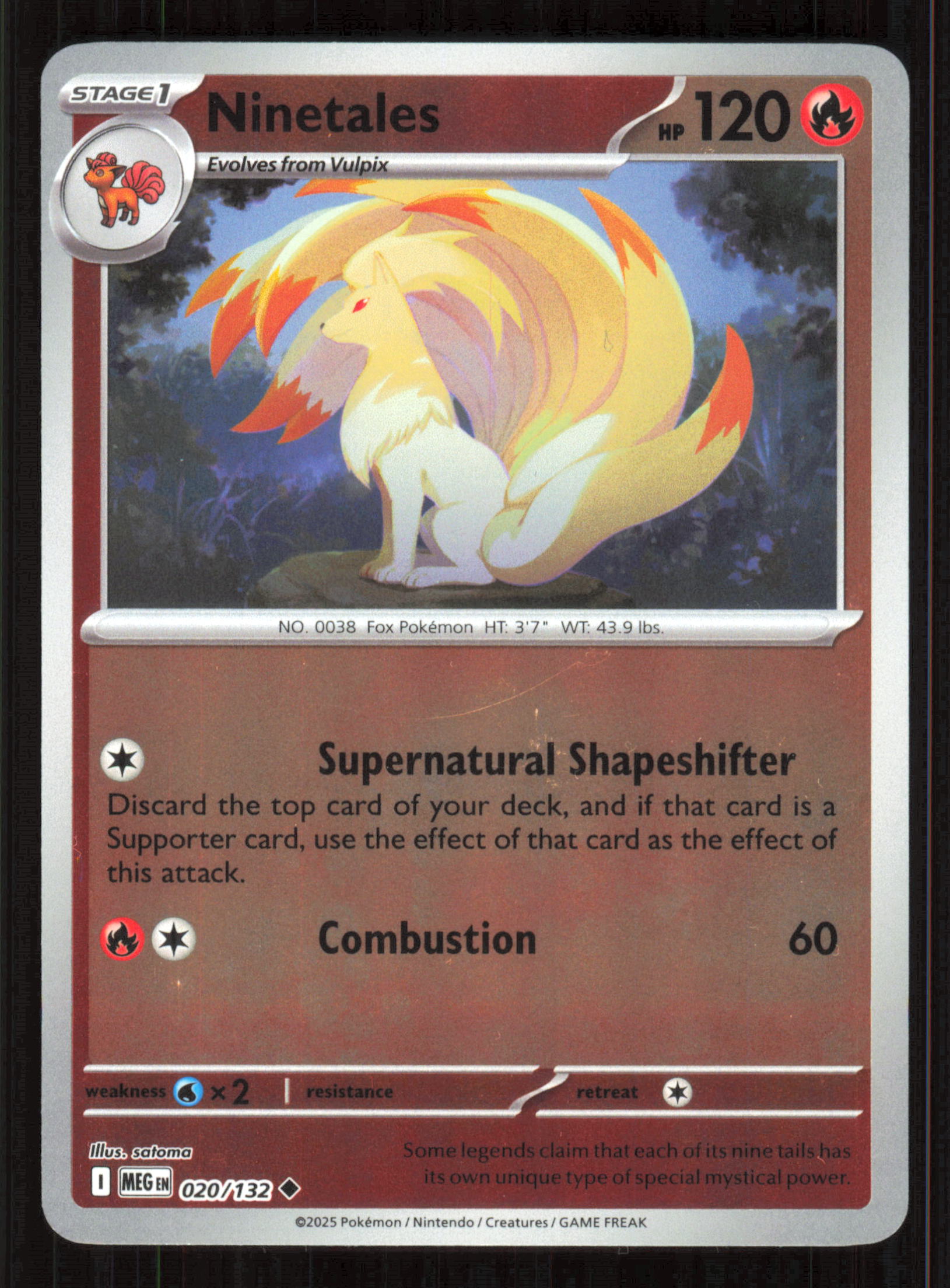 Ninetales Uncommon ME01: Mega Evolution 020/132 Near Mint (NM) — przód