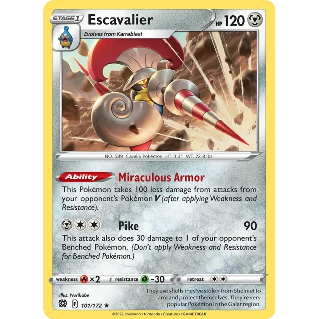 Escavalier 101/172 Rare Brilliant Stars Pokemon Lightly Played (LP) przód