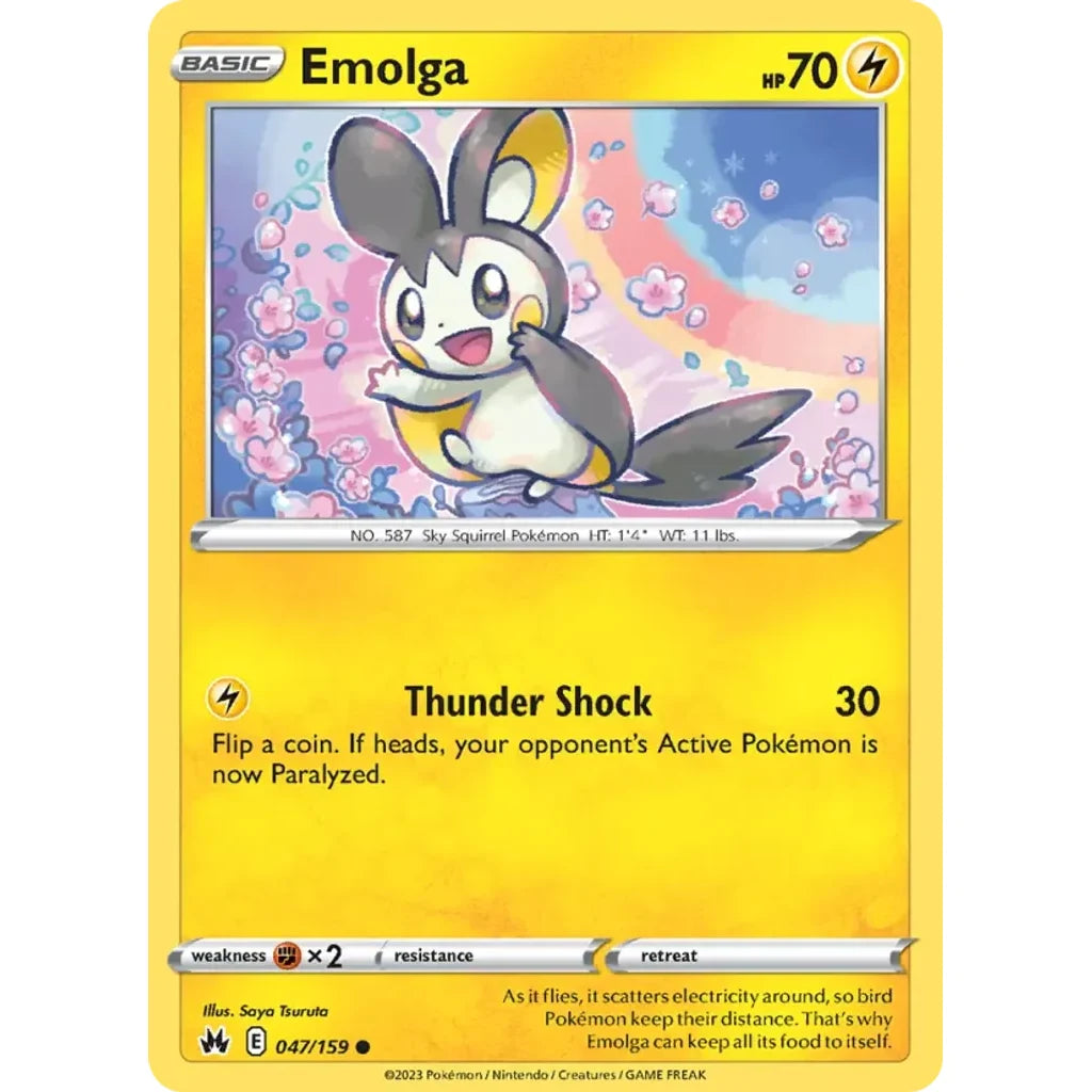 Emolga 047/159 Common Crown Zenith Pokemon Lightly Played (LP) przód