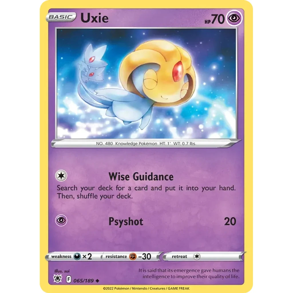 Uxie 065/189 Uncommon Astral Radiance Pokemon Lightly Played (LP) przód