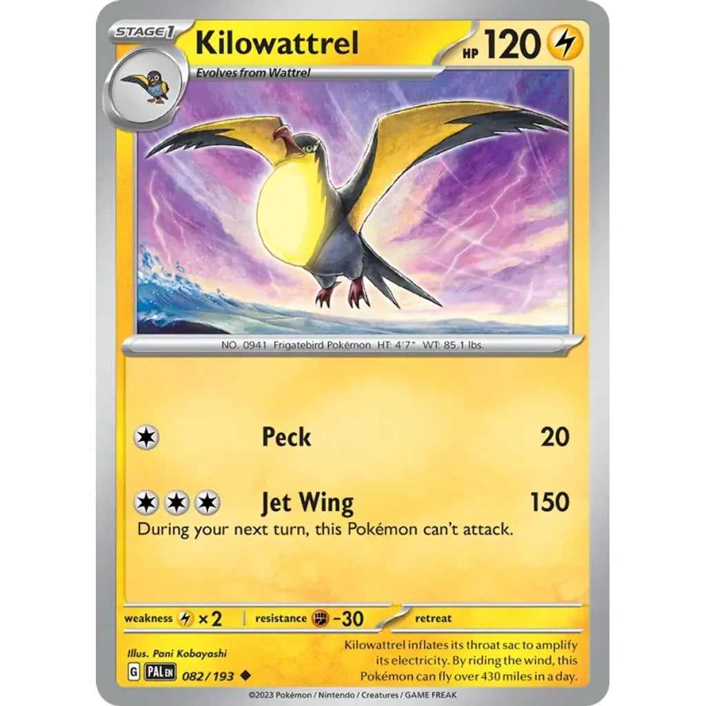 Kilowattrel 082/193 Uncommon Paldea Evolved Pokemon Lightly Played (LP) przód