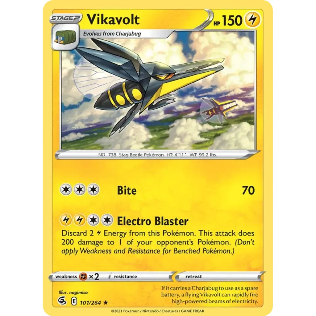 Vikavolt 101/264 Rare Fusion Strike Pokemon Lightly Played (LP) przód