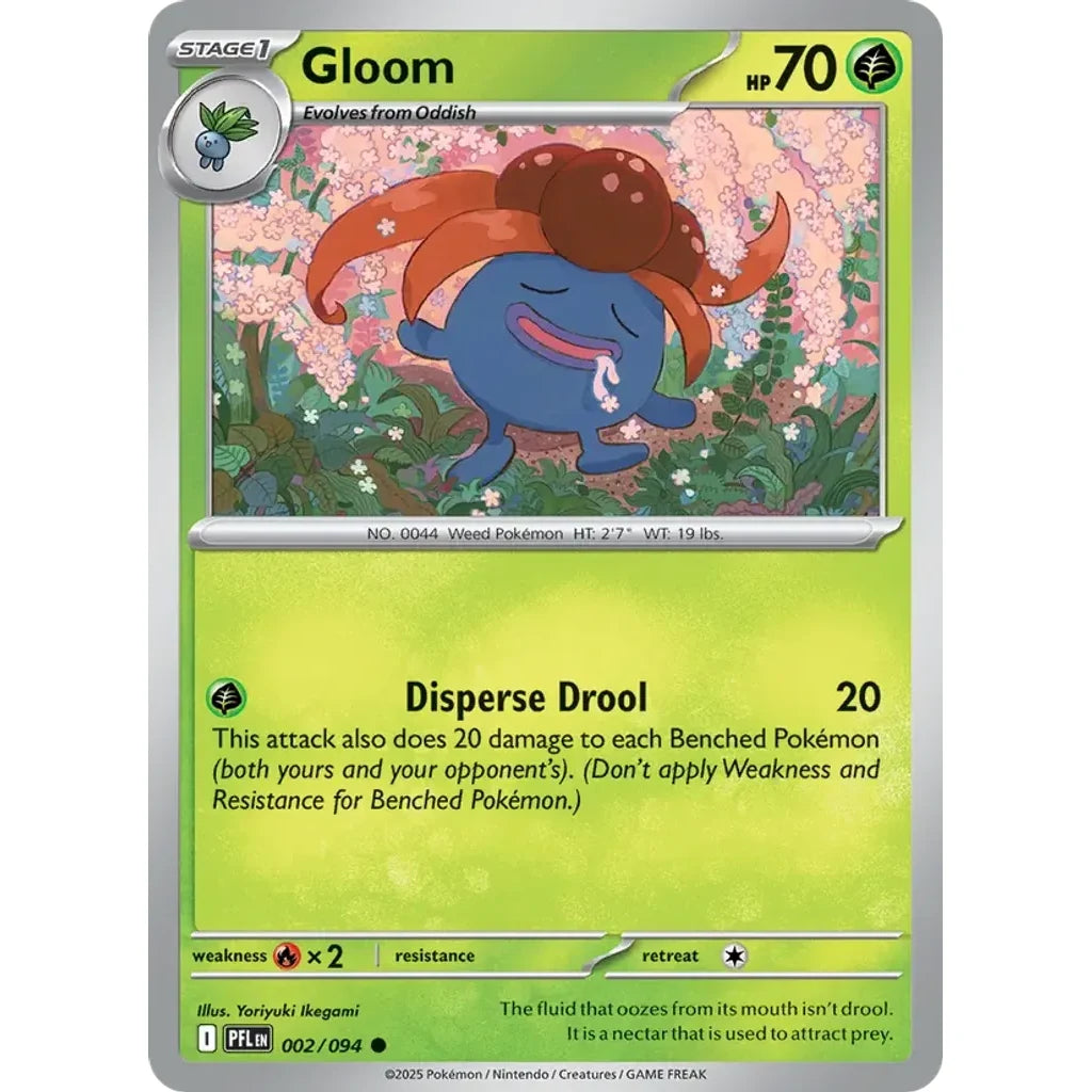 Gloom 002/094 Common Phantasmal Flames Pokemon Reverse Holo Near Mint (NM) przód